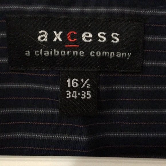 Long sleeve button down navy blue striped shirt - Picture 2 of 5